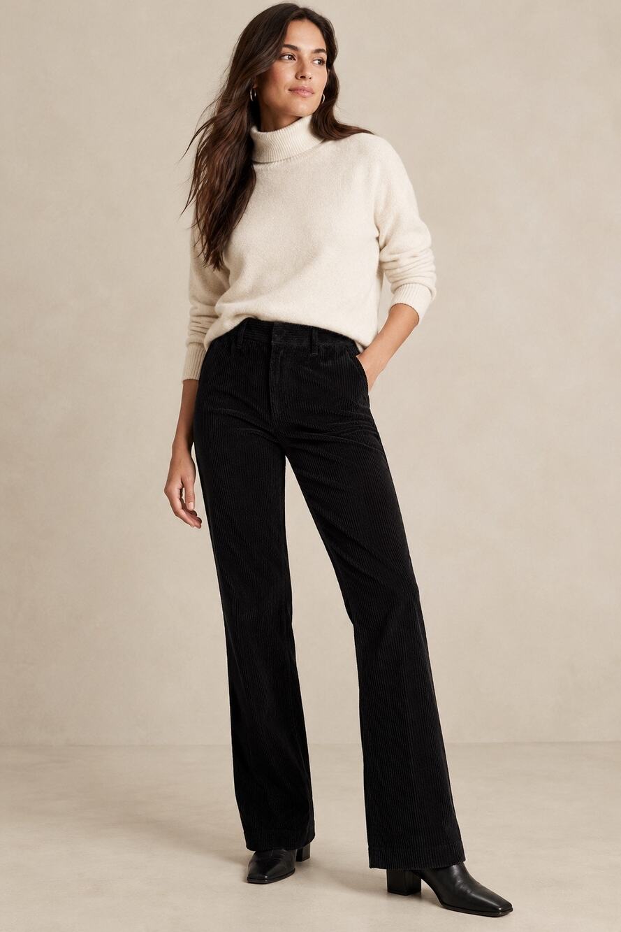 Banana Republic High Rise Bootcut Wide Wale Corduroy Pants Black Size 4